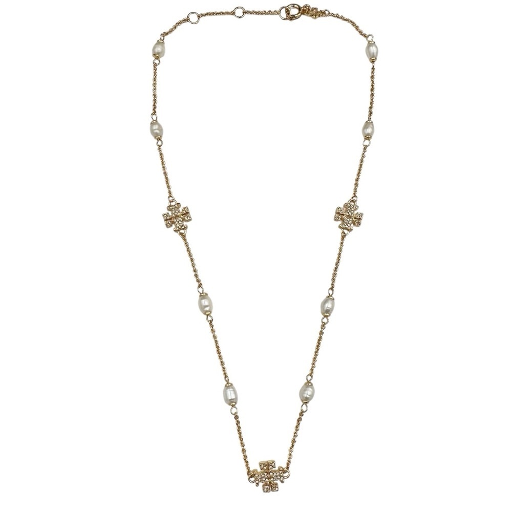 Tory Burch Crystal Pearl Necklace - gold NWOT